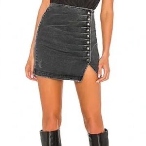 Retrofete Black Button-Detail Mini Skirt